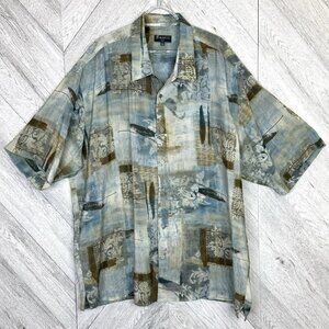 Bassiri UOMO USA Mens Size 4XL Short Sleeve Button Up Shirt Multi-Color Pattern
